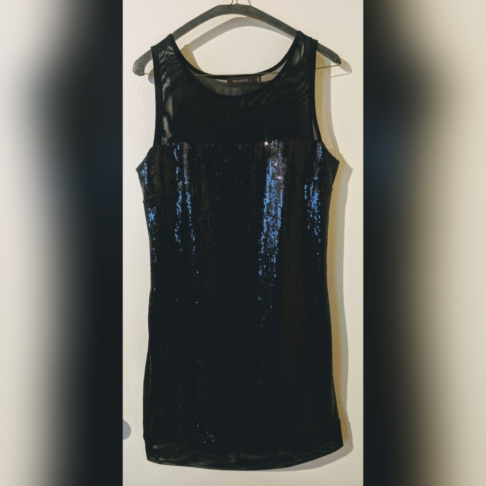 The Limited Black Sequin Shift Party Dress S